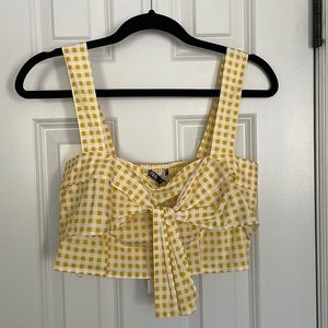 NEW WITH TAGS; Zara yellow gingham crop top; size Medium